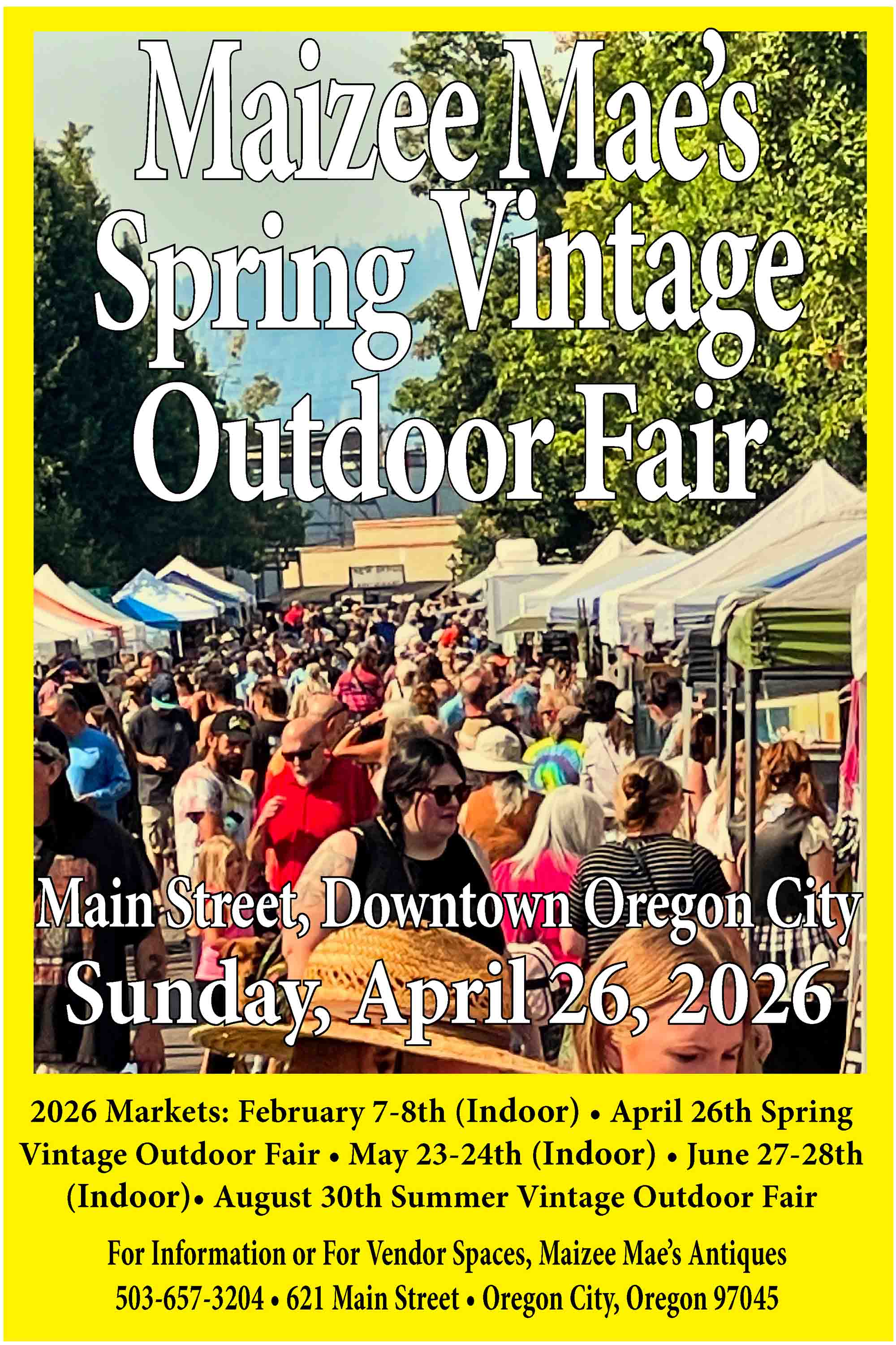Maizee Mae's Spring Vintage Outdoor Fair - Sunday April 26, 2026 - Oregon City, Oregon